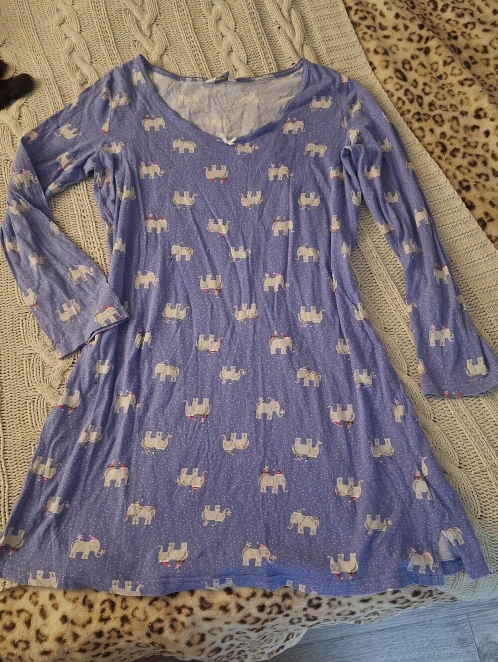 Woman's Charter Club Animal Print 3/4 Sleeve Night Gown Size Medium
